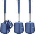 SetSail Toilet Brush and Holder, Self Closing Lid Toilet Bowl Brushes Holder and Extra Long Handle Ventilated Toilet Brush Set for Bathroom Cleaning, Nylon Bristles, Black