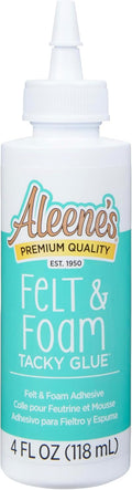 Aleene's Felt & Foam Tacky Glue, Fast-Grab Craft Glue for Felt, Foam, Pom-Poms, Feathers & DIY Crafts, Clear-Drying, 4 fl. oz.