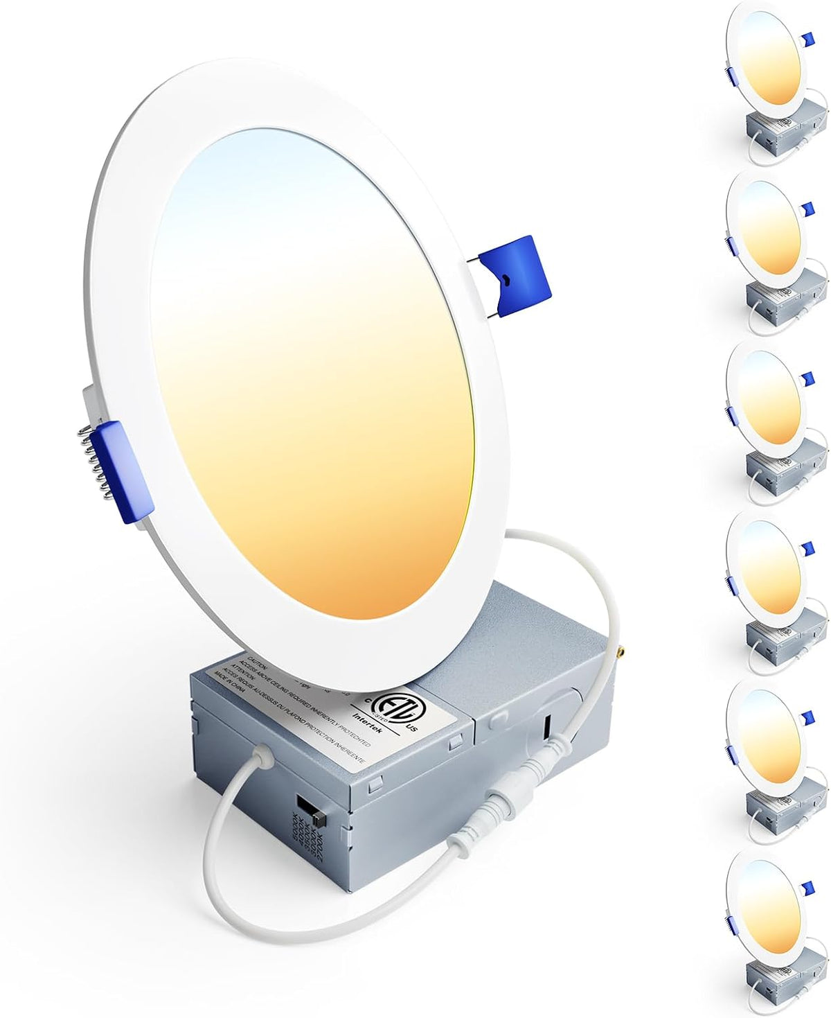 Ensenior 6 Pack 6 Inch LED Recessed Light, 5CCT Dimmable Canless Wafer