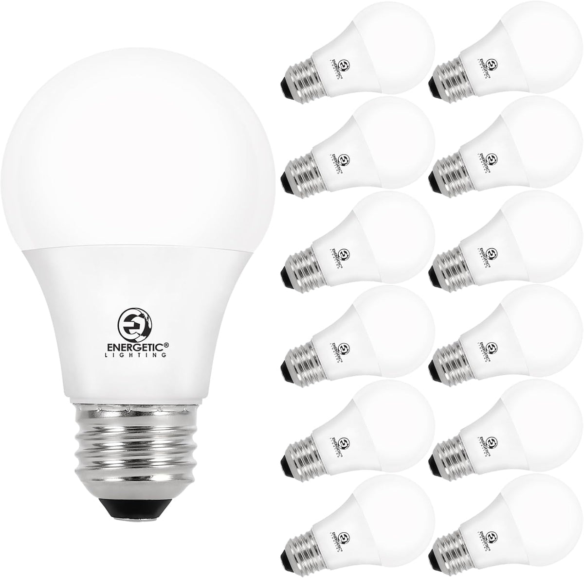 Energetic 24-Pack A19 LED Light Bulb, 60 Watt Equivalent, Daylight 5000K, E26 Medium Base, Non-Dimmable LED Light Bulb, ETL Listed