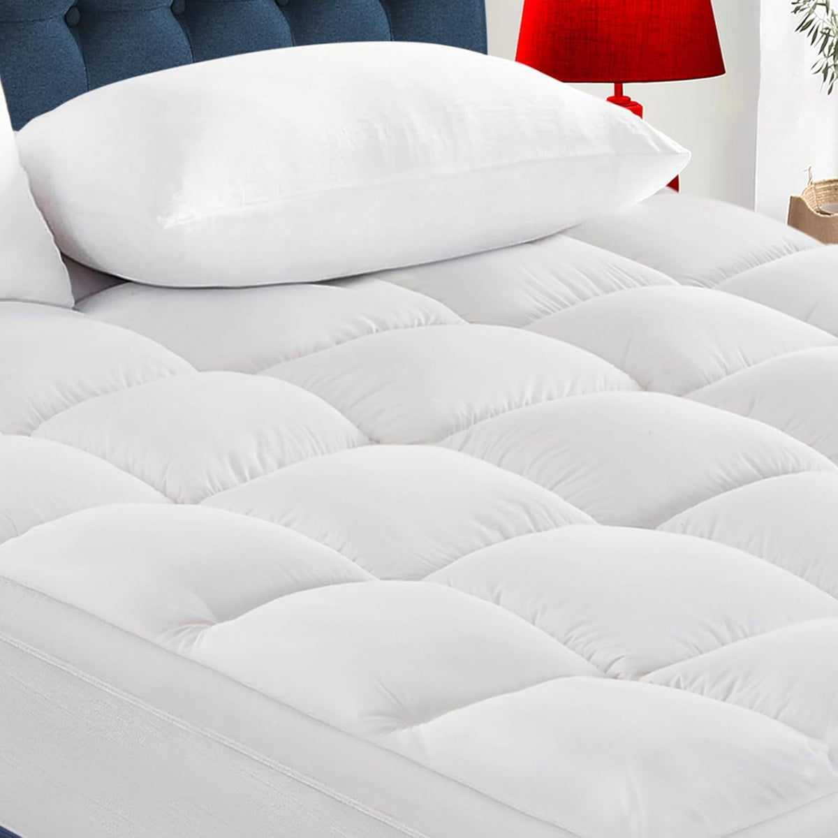 CYMULA Twin XL Mattress Topper - Soft Cooling Mattress Pad for College Dorm Room Essentials - Extra Thick Long Protector Cover for Back Pain, Single Bed Topper Pillow Top with 8''-21'' Deep Pocket