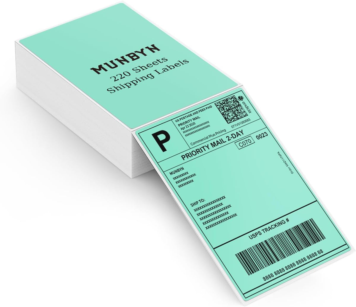 MUNBYN Thermal Direct Shipping Label (Pack of 500 4x6 Per Fanfold Labels) - Commercial Grade