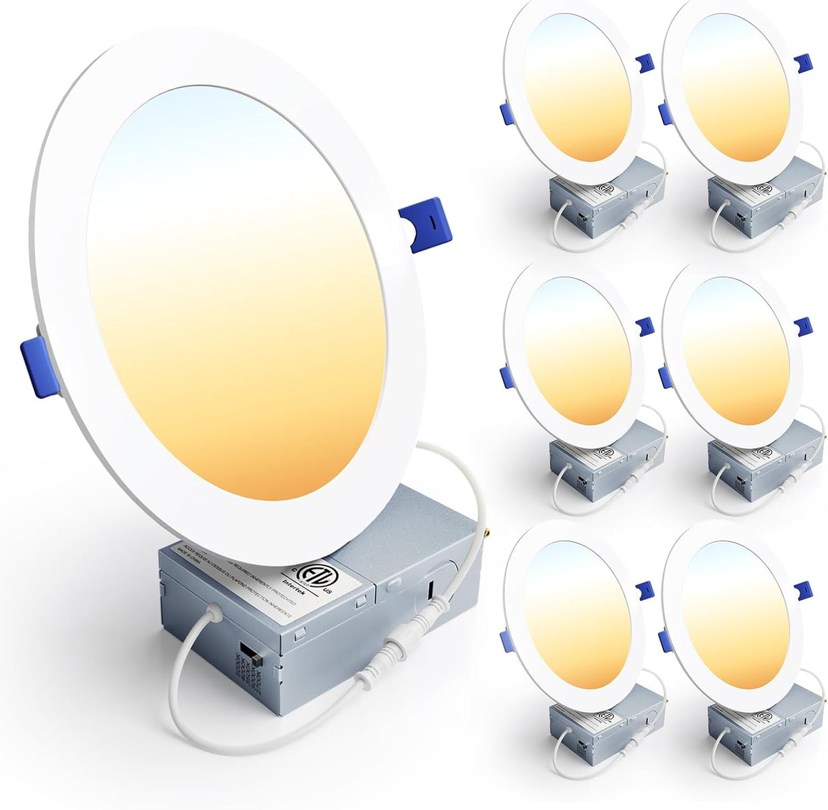 Ensenior 6 Pack 6 Inch LED Recessed Light, 5CCT Dimmable Canless Wafer