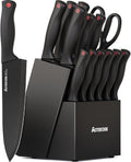 Astercook Knife Set for Kitchen with Block and Sharpener 15pcs German