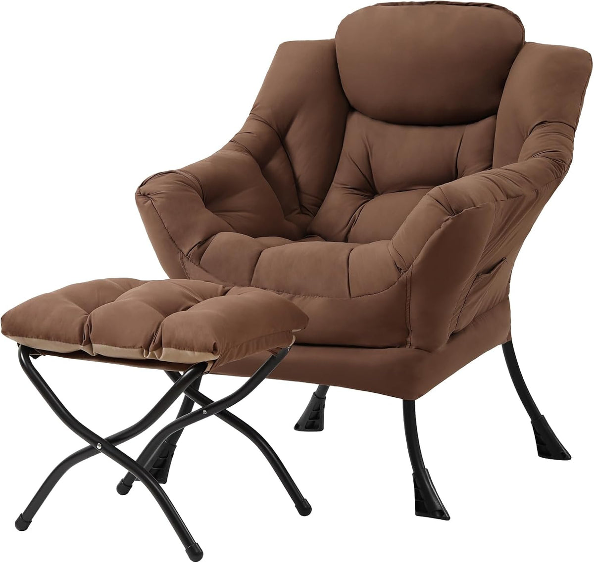 Tiita Lazy Chair with Ottoman, Comfy Reading Accent Chair, Dark Grey