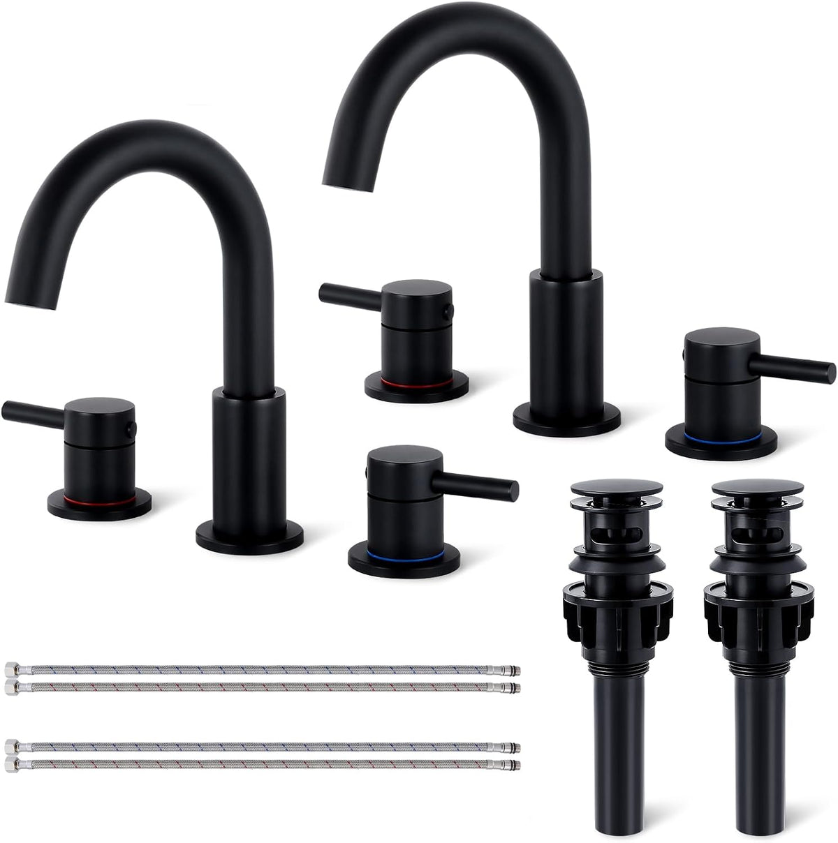 Bathroom Faucet 3 Hole Brushed Gold, 2-Handle Widespread Faucet