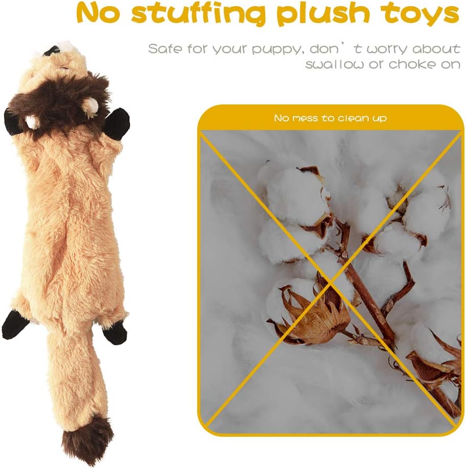 Dog Squeaky Chew Toys No Stuffing Soft Plush for Small Medium Large Breed | Best Birthday Gifts to Keep Them Busy Chewer Teething Chewing Fetch Interactive Squeakers Pet Supplies Bundle Tough Durable