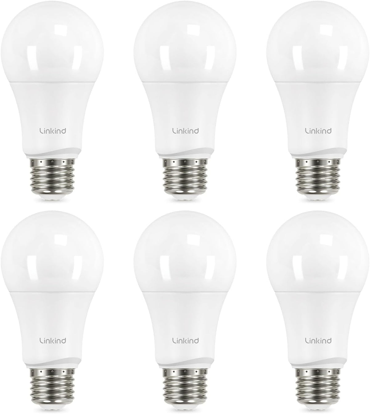 Linkind A19 LED Light Bulbs Dimmable, 60W Equivalent, Energy Efficient 9W, 2700K, 800 Lumens, E26 Standard Base, Lighting for Bedroom Living Room Home Office, 6 Packs