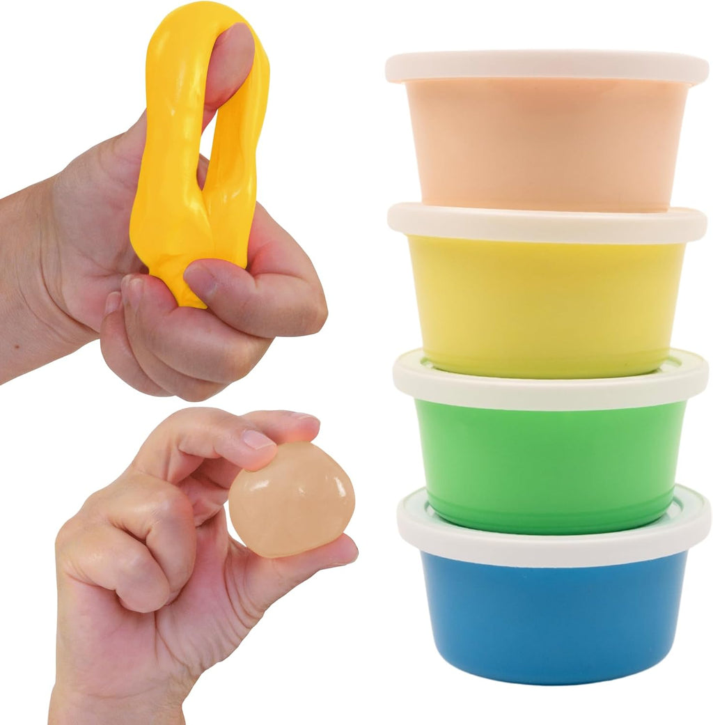 LIFE WORKS Adult Hand Therapy Putty, Grip Exercise, 4-Pack, Silicone