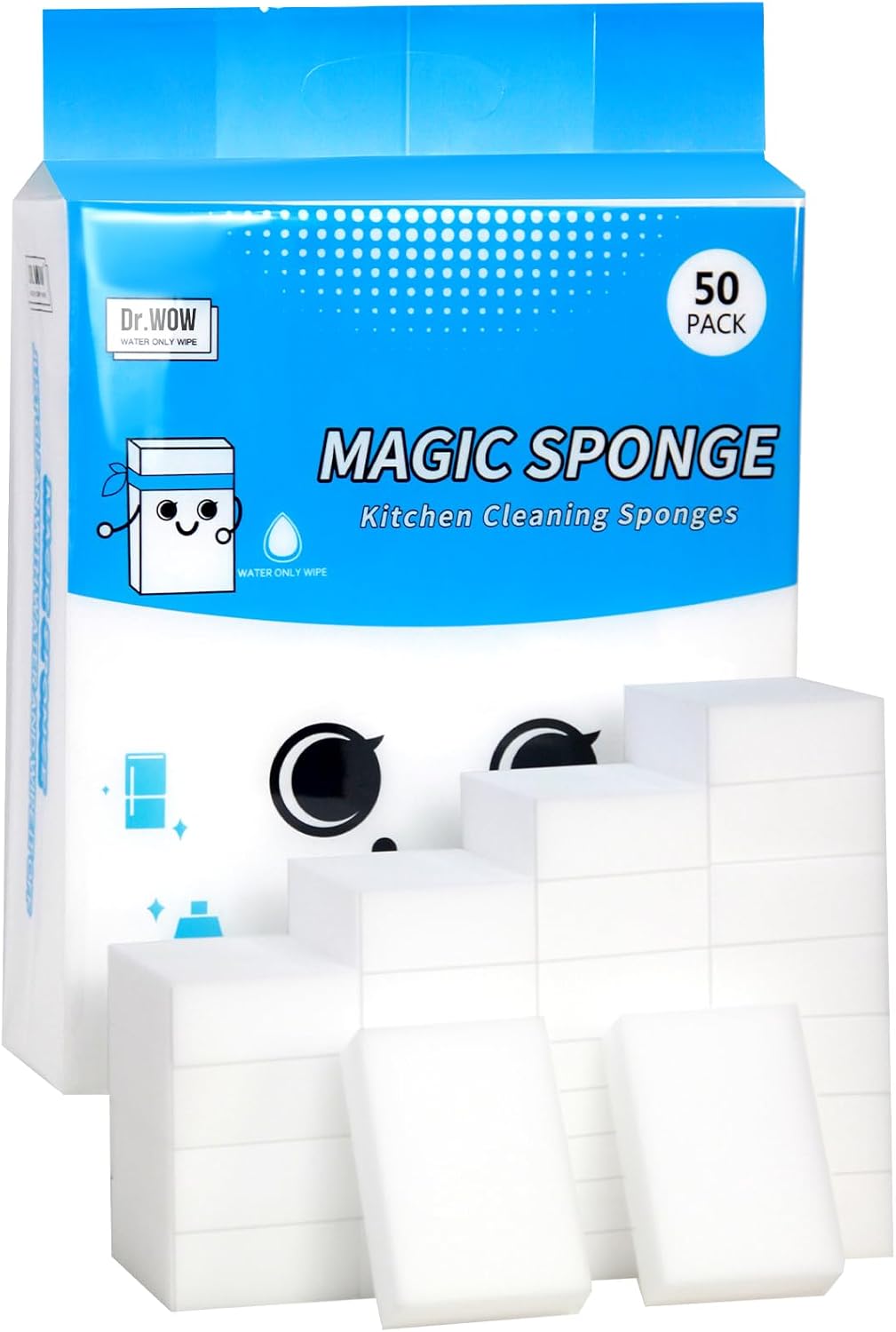Extra-Thick Melamine Sponge Erasers, 50 Count, 3.94 x 2.76 x 1.18 in