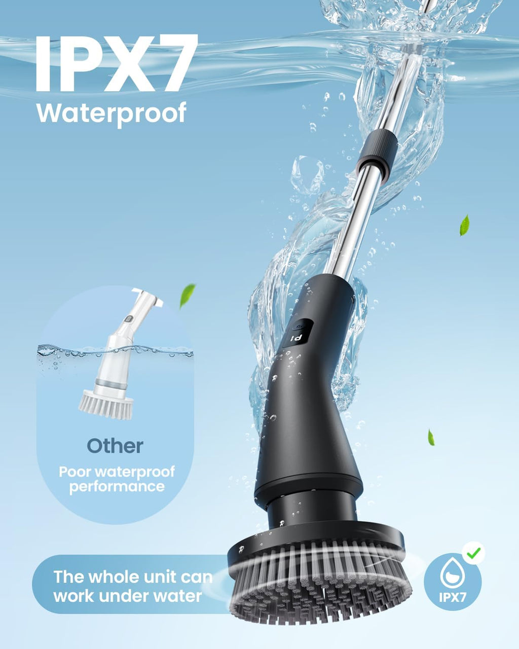 Electric Spin Scrubber, Power Shower Cleaning Brush with Extendable Handle