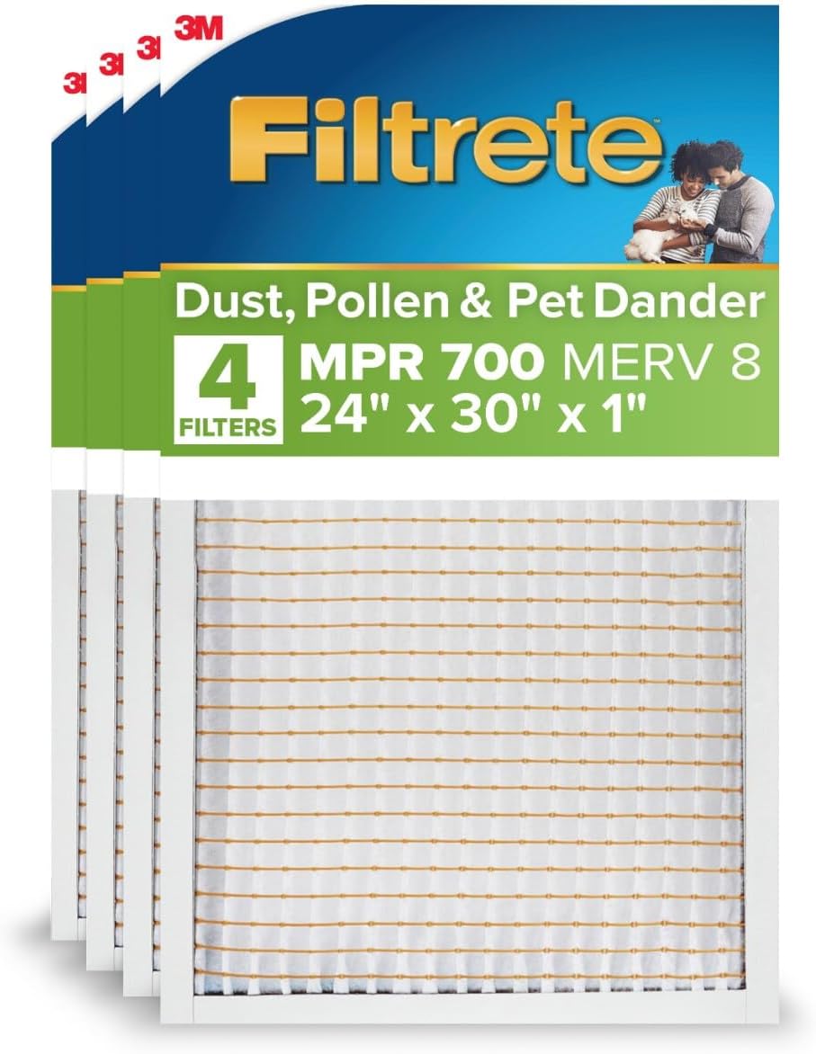 Filtrete 20x30x1 Air Filter, MERV 8, MPR 700, 4 HVAC Filters