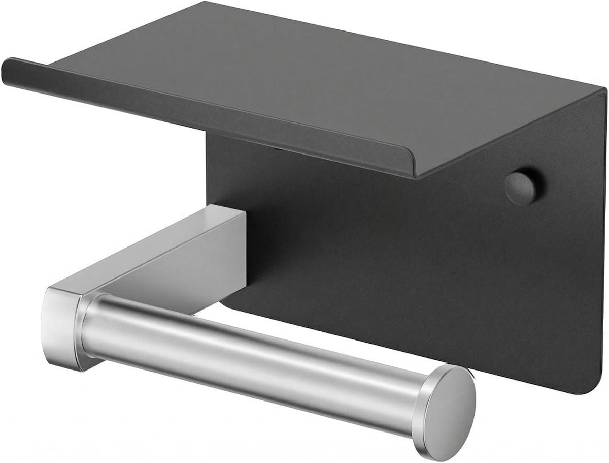 FORIOUS Toilet Paper Holder with Shelf, Adhesive or Screw, Commercial