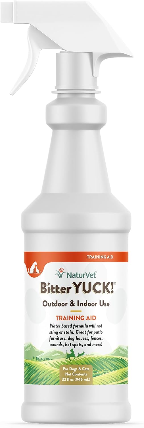 NaturVet Bitter Yuck! No Chew Training Spray for Outdoor Pets | Horses Pet Training Spray, Liquid, Made in The USA, 8 Ounce