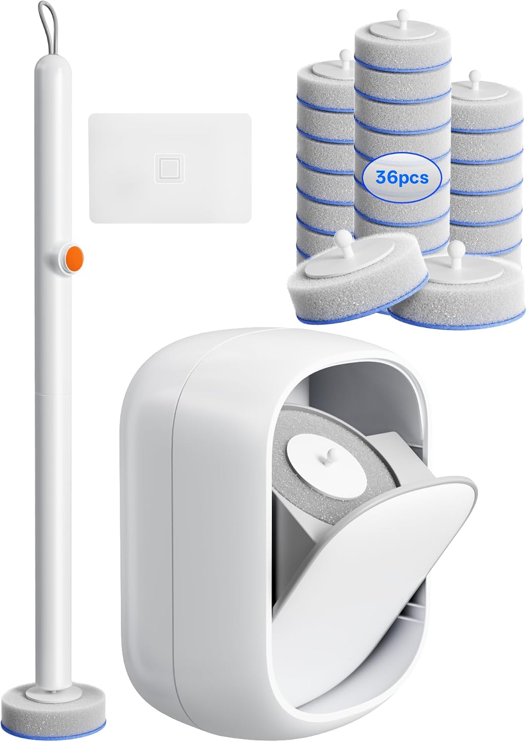 Disposable Toilet Cleaning System - Toilet Brush Kit with 36 High-Performance Refills, Wall Mounted Toilet Brush and Holder for Deep Cleaning Bathroom (Toilet Brush+18 Refills)