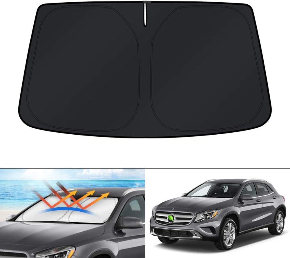KUST Windshield Sun Shade for 2017-2026 Tesla Model Y/Model 3 Sunshade Accessories (Fit 2025-2026 Model Y Juniper / 2024 Model 3 Highland) Upgraded Foldable Sunshade, Blocks UV Rays Keep Car Cool