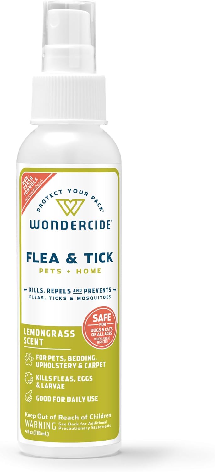 Wondercide - Flea, Tick & Mosquito Spray for Pets and Home with Natural Essential Oils - Killer, Control, Prevention, Treatment - Lemongrass 16 oz