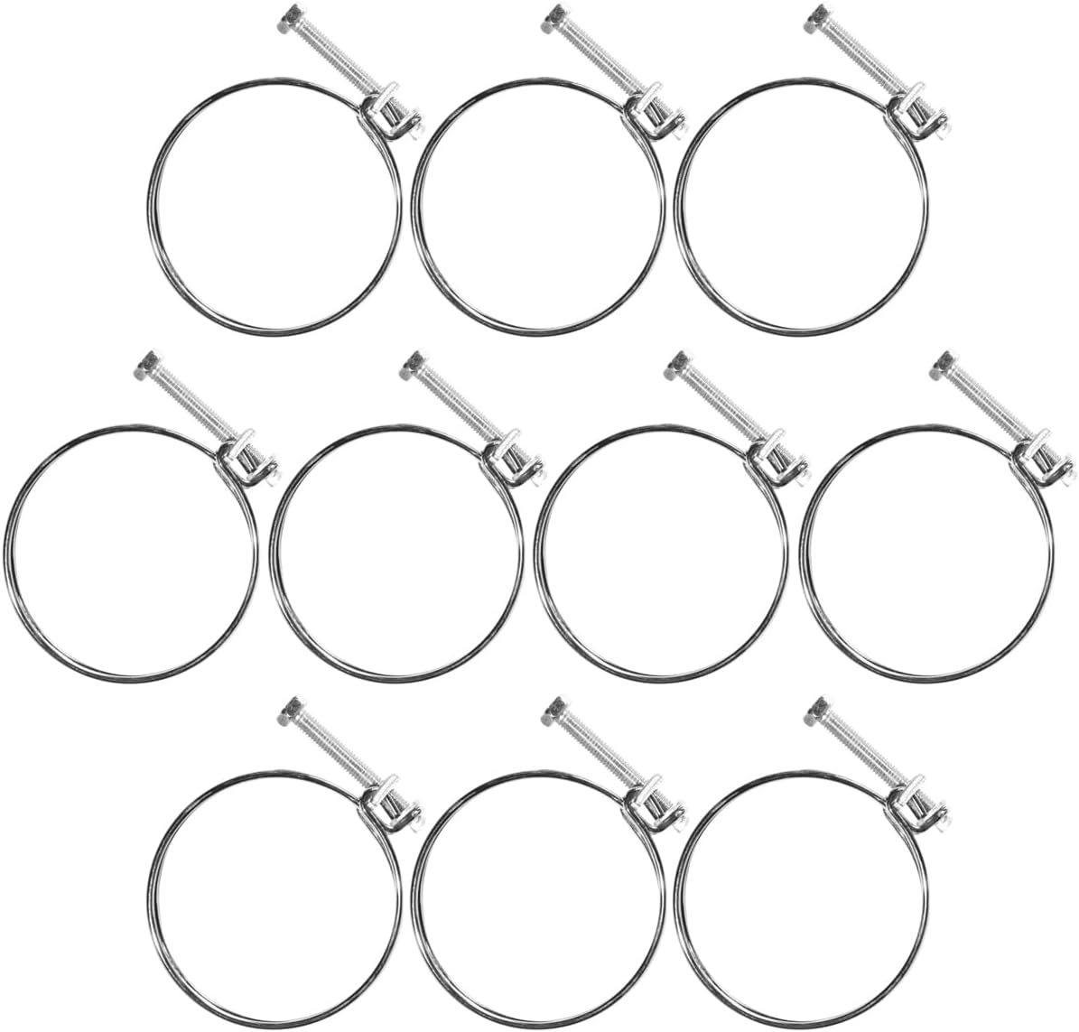 POWERTEC 70260 4 Inch Key Hose Clamp, Thumb Screw Key Adjustable Stainless Steel Hose Clamps for Dust Collection, Dust Collector and Dryer Vent Hose, Pipe Clamp, RV Clamp, Worm Gear Clamp, 10 pack