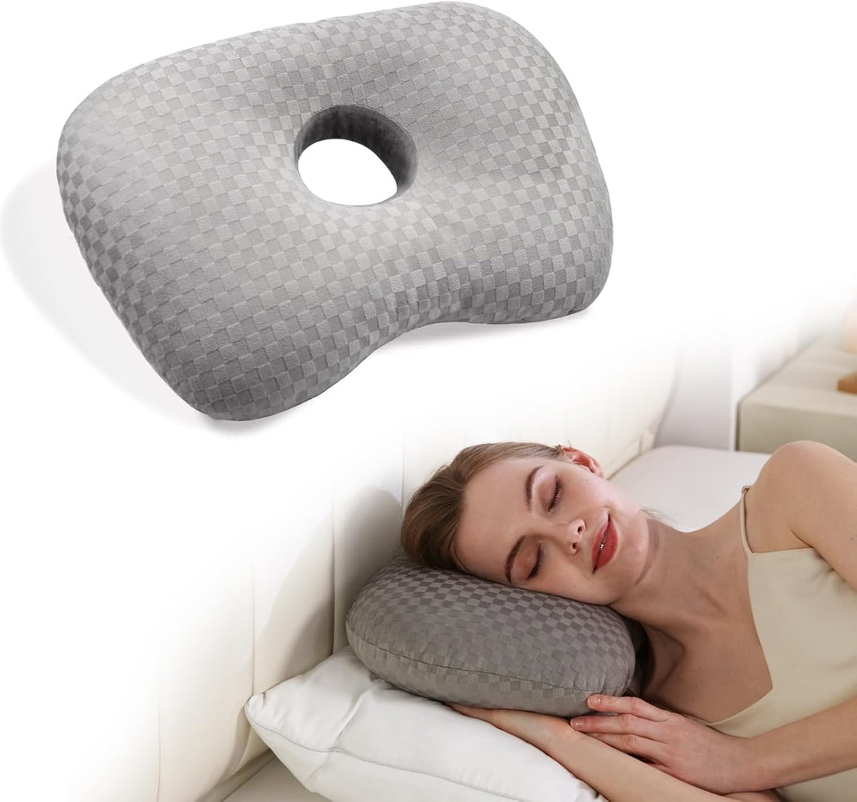 Ear Piercing Pillow with Hole for CNH & Ear Pain Side Sleepers