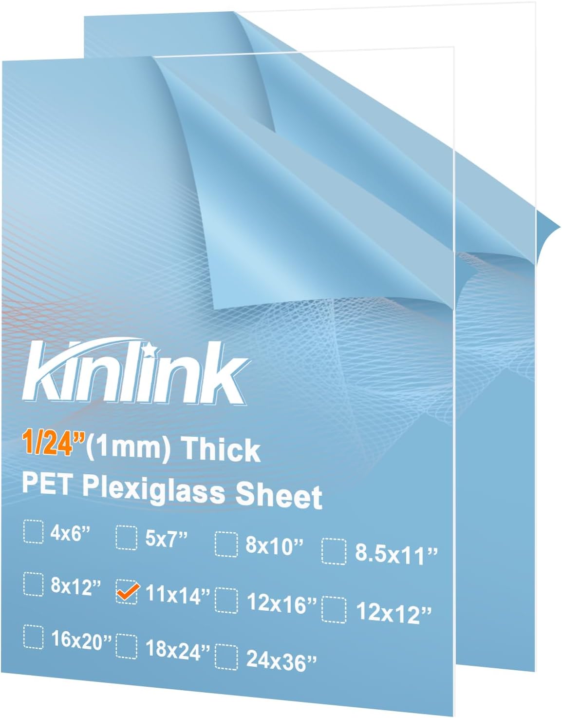 KINLINK 24x36 Plexiglass Sheets 1/8 inch Thick, 3mm Clear PET Plastic Sheet for DIY Project, Craft, Table top, Picture Frame, Acrylic Sign and Wedding Invitation 2 Pack