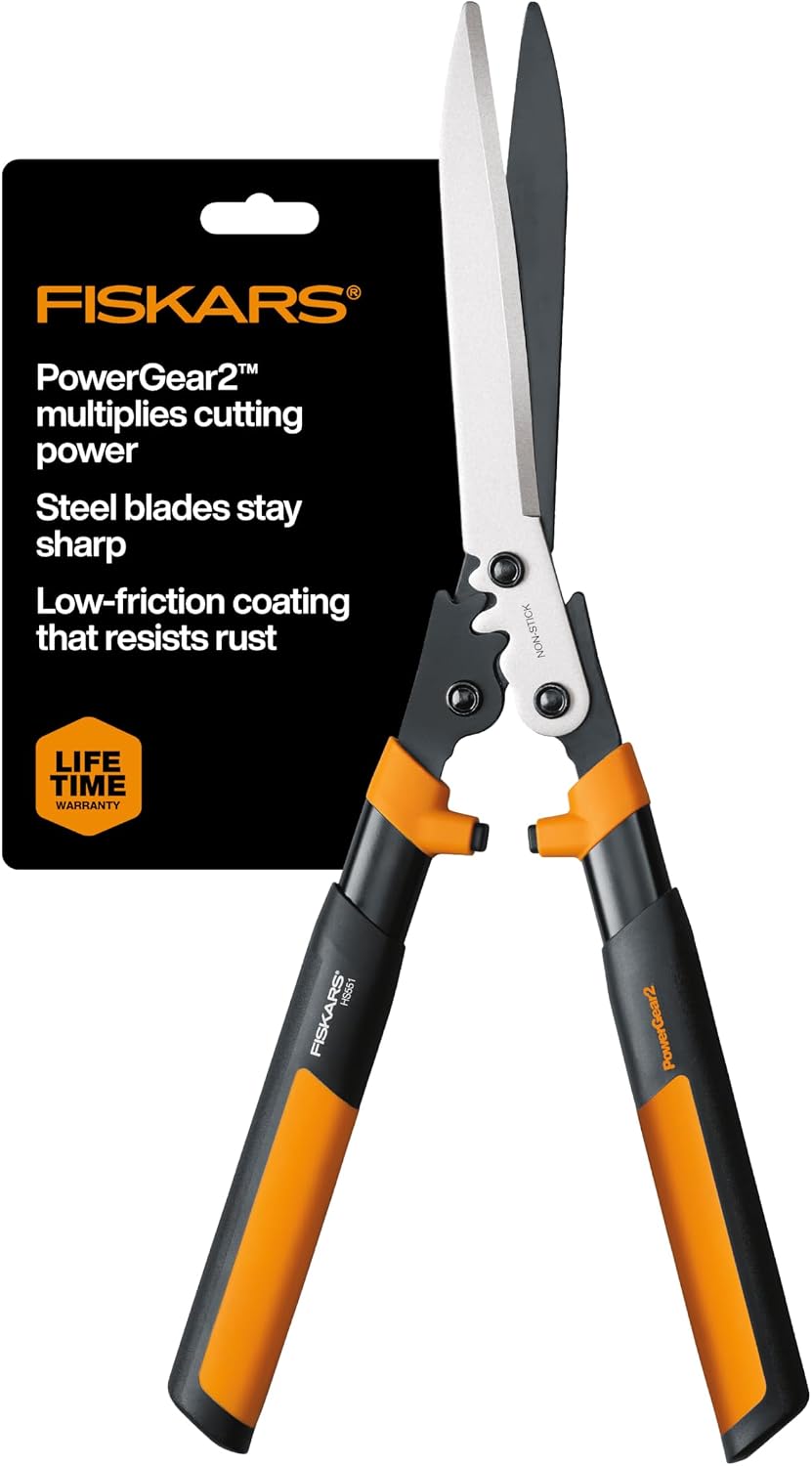 Fiskars 25"-33" Power-Lever Extendable Garden Hedge Shears, 10” Blades