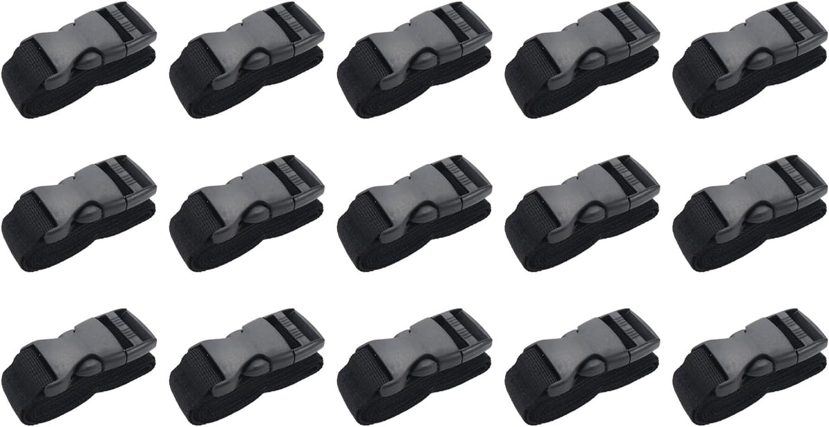 5Pcs Black Nylon Strap 1" x 47" (3.9ft) Buckle Straps with Quick Release Adjustable Straps with Buckles, Tie Down Strap for Backpacking, Outdoor Activities