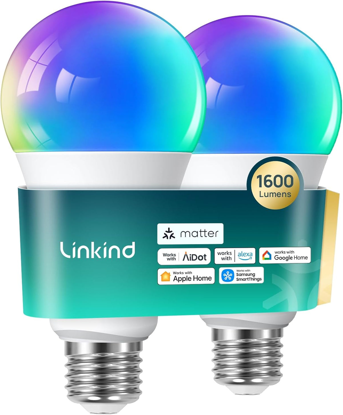 Linkind Matter Smart Light Bulbs, Work with Apple Home, Alexa, Siri, Google