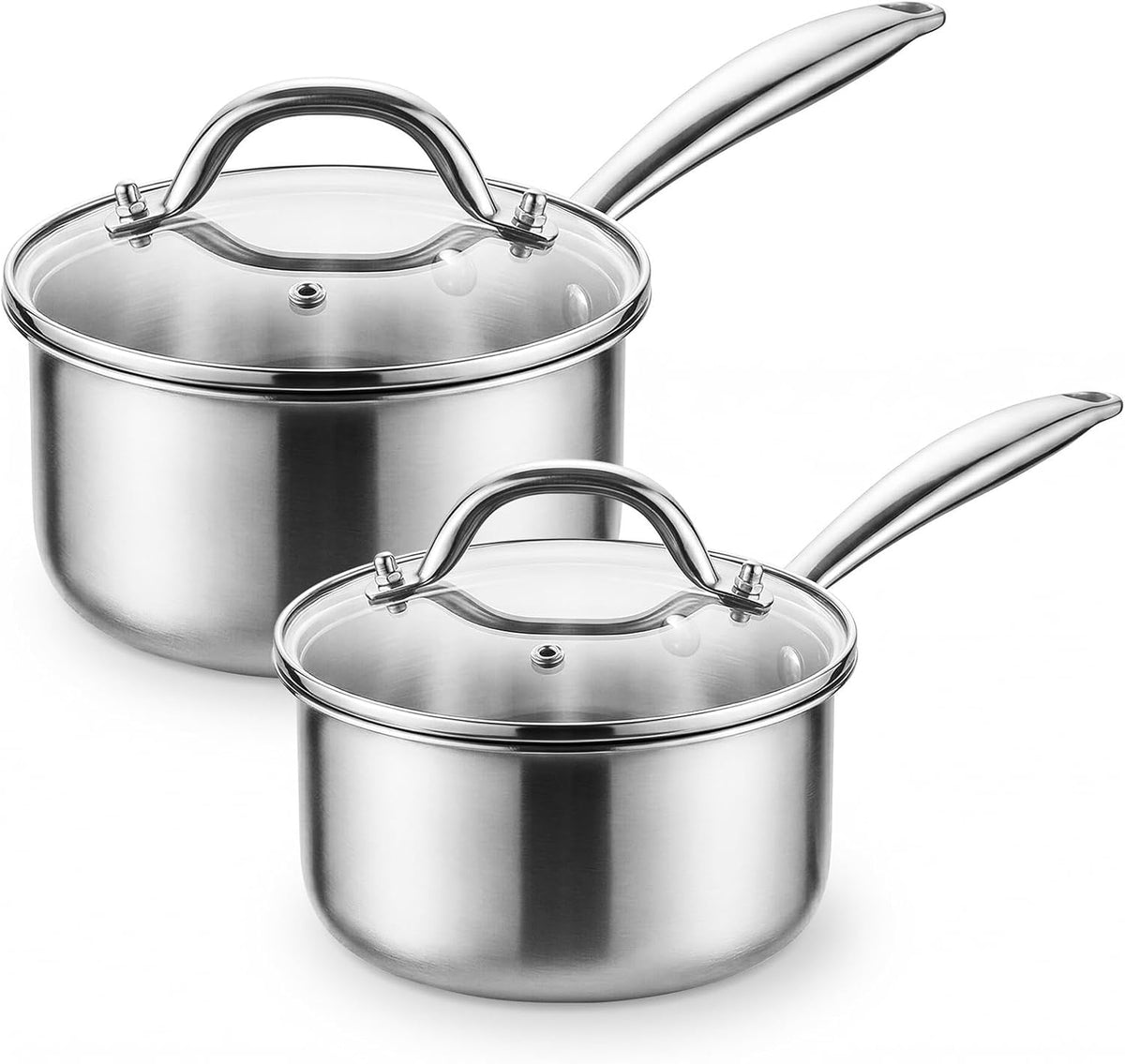 Tri-Ply Stainless Steel Pot 1.5Qt & 2.5Qt with Lids
