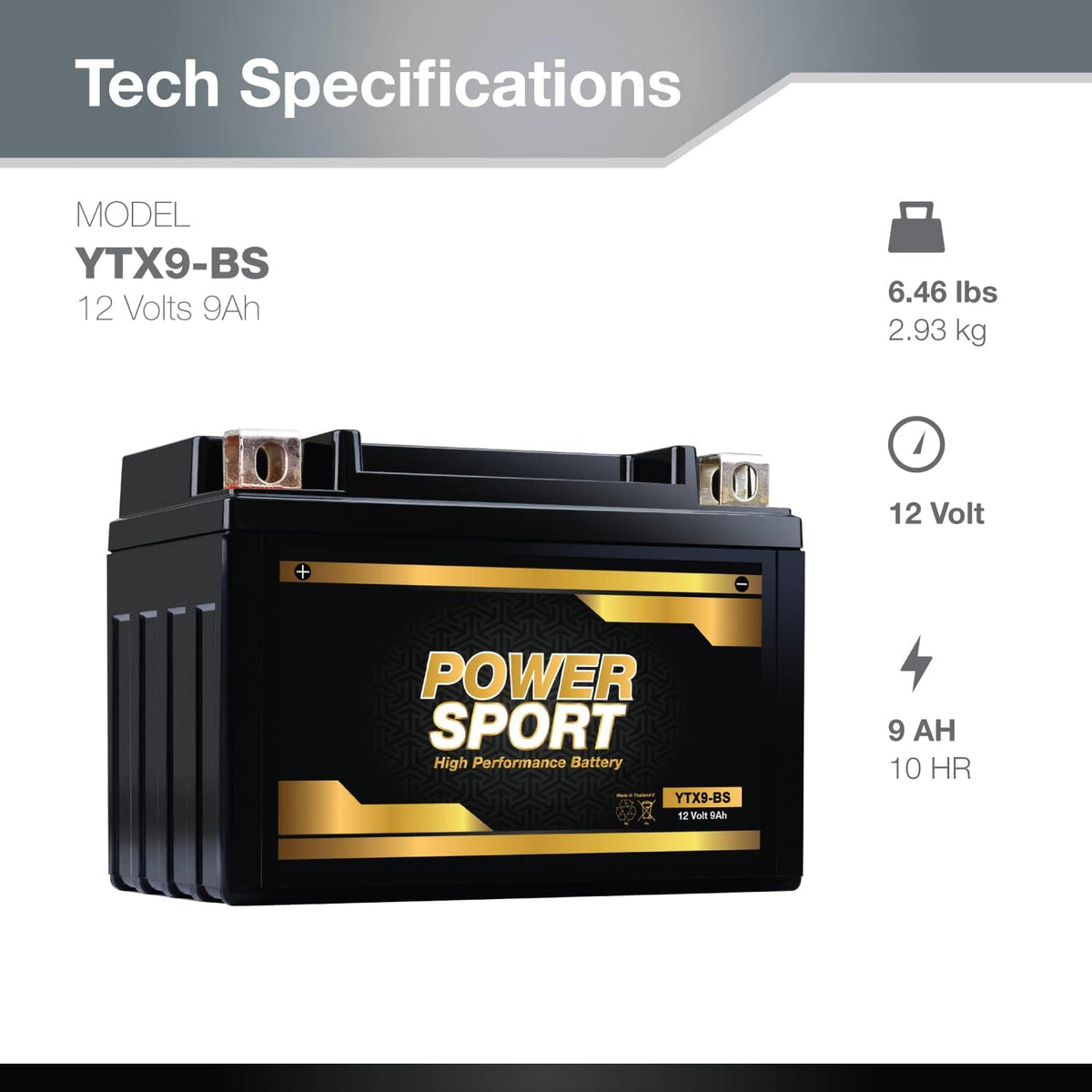 ExpertPower YTX9-BS 12V 9Ah ATV Battery ETX9-BS Replacement AGM, 180 CCA