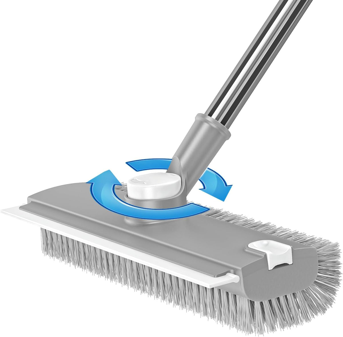 Floor Scrub Brush with Long Handle & Squeegee for Bathroom