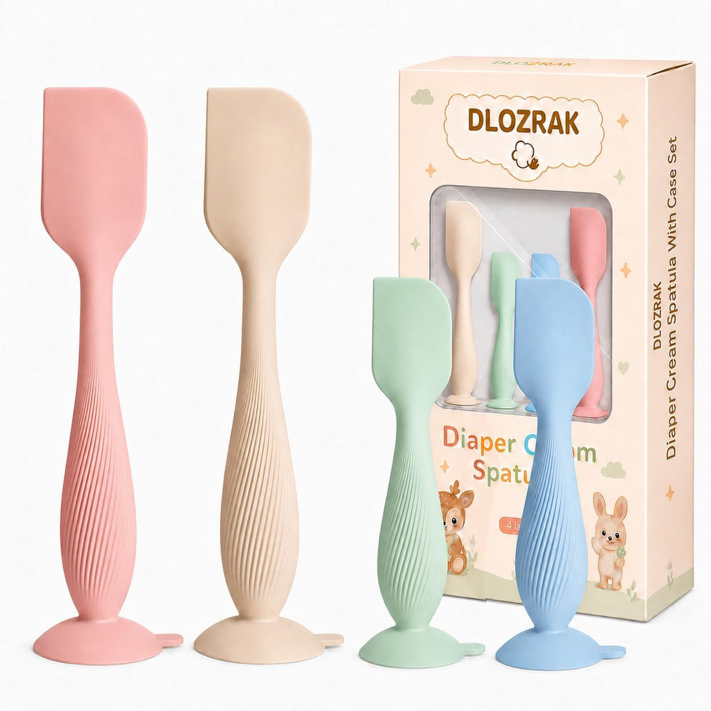 4-Pack Diaper Cream Spatula with Case, Soft Diaper Rash Cream Applicator