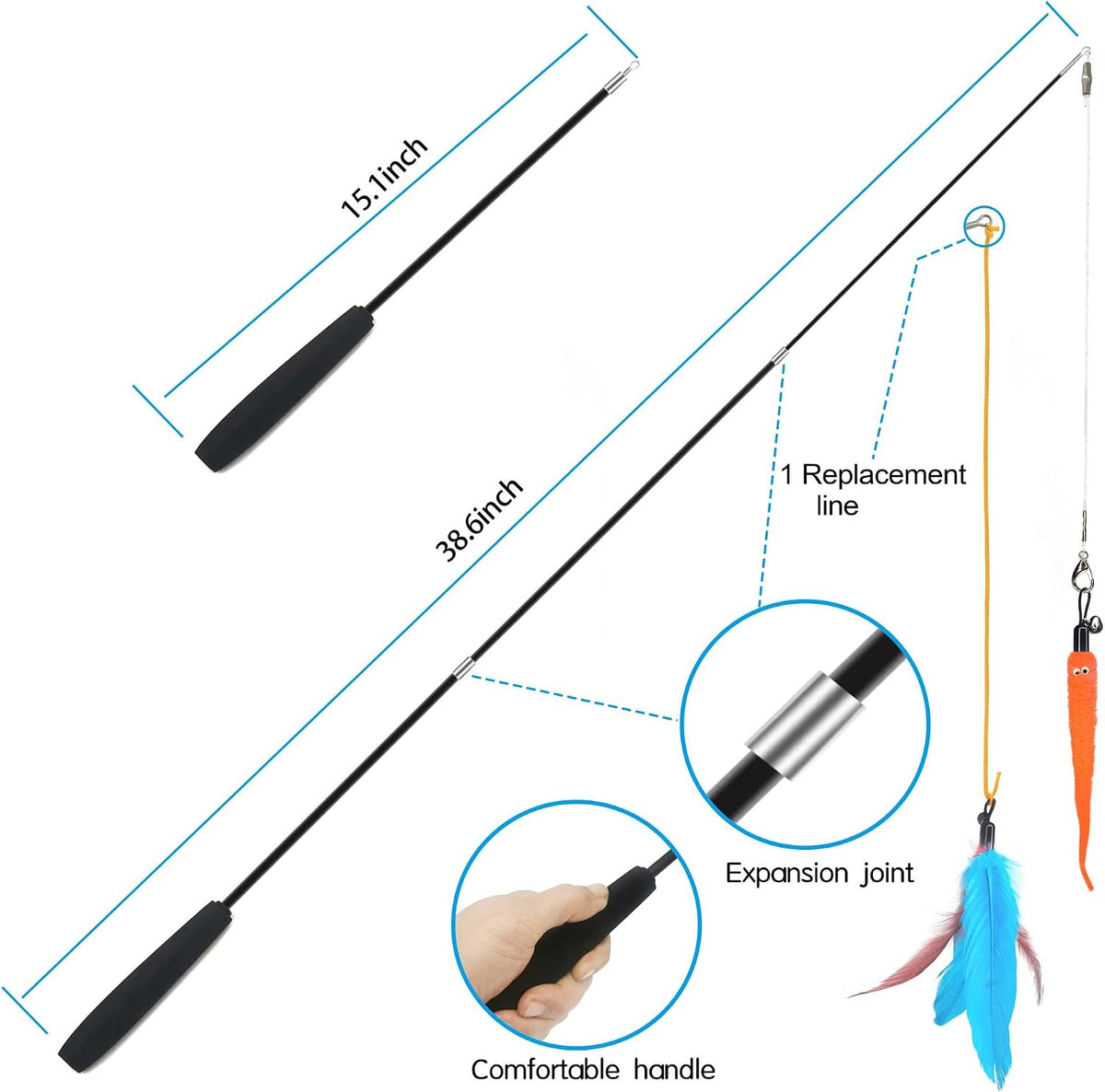 ZPH Cat Toys Interactive for Indoor Cats,2PCS Retractable Cat Wand,9PCS Teaser Toys&1PCS Hanging Door Lure Kitten Toy,Interactive Feather Toy for Teaser Play and Chase Exercise with Kitten