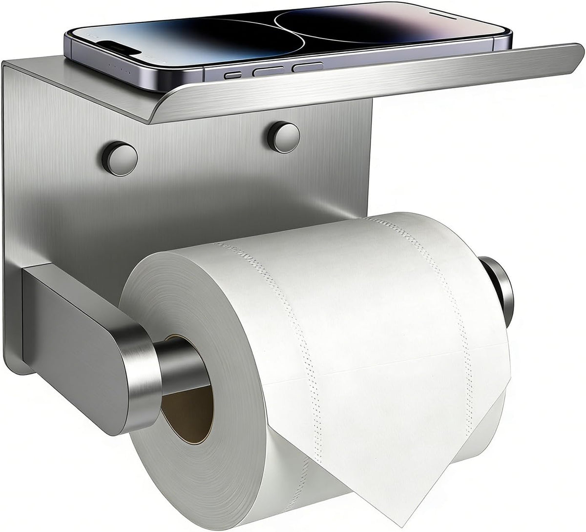 SetSail Toilet Paper Holder with Shelf, Matte Black