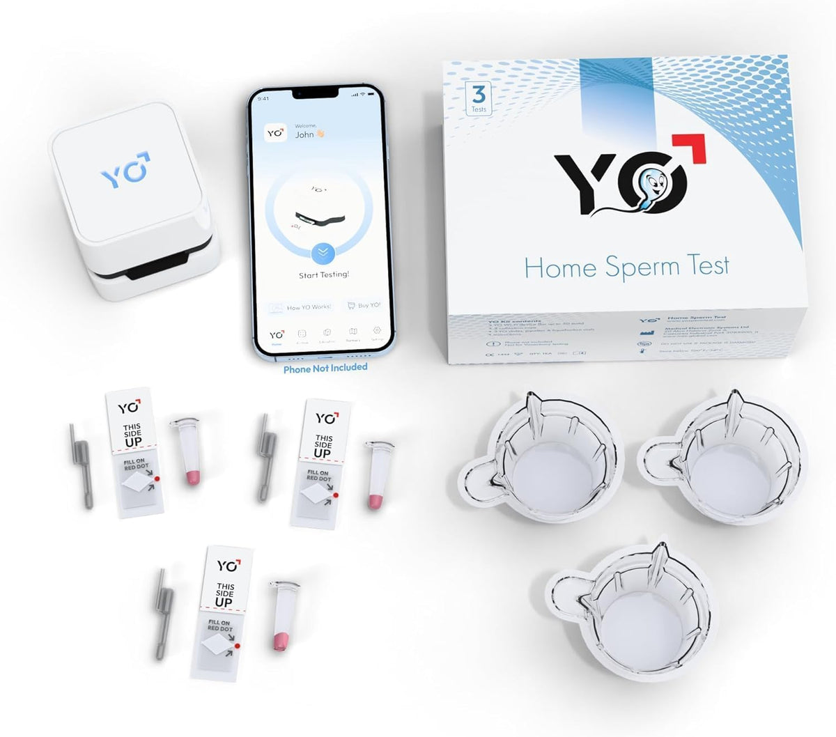 YO Home Sperm Test | #1 FDA Cleared Home Semen Analysis | Tests Sperm Concentration, Motility, Progressive Motility, and More with 97% Accuracy | No Mail-in or Lab Visit | Includes 3 Tests