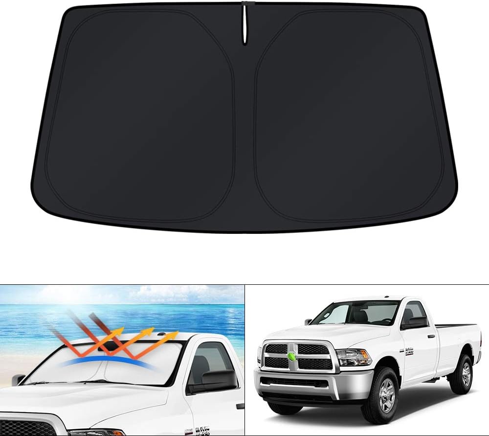 KUST Windshield Sun Shade for 2017-2026 Tesla Model Y/Model 3 Sunshade Accessories (Fit 2025-2026 Model Y Juniper / 2024 Model 3 Highland) Upgraded Foldable Sunshade, Blocks UV Rays Keep Car Cool