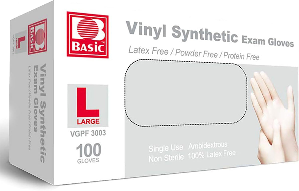 INTCO Basic Medical Synmax Vinyl Exam Gloves,Disposable Gloves - Latex-Free & Powder-Free for Medical,Cleaning,Food Safe - Medium, BMPF-3002(Case of 1000,Blue)