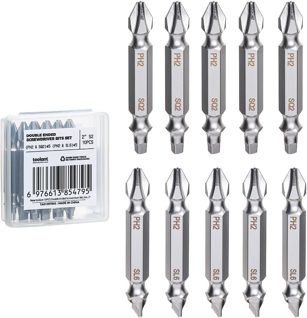 toolant PH2 Phillips Impact Bit Set, 2 Inch, 10-Piece, Magnetic
