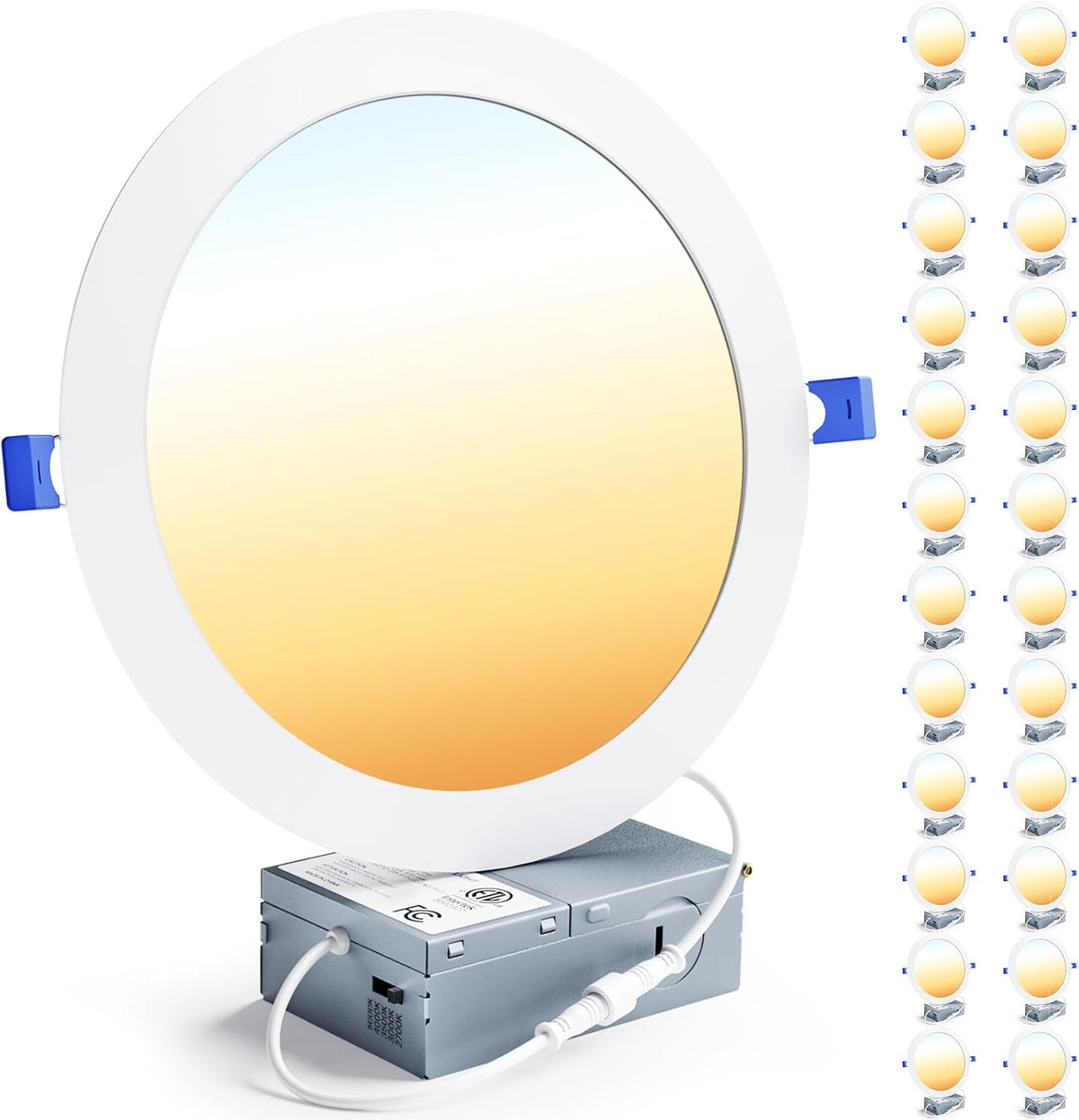 Ensenior 24 Pack 6 Inch LED Recessed Ceiling Light, 5CCT, 1200LM 12W 120V