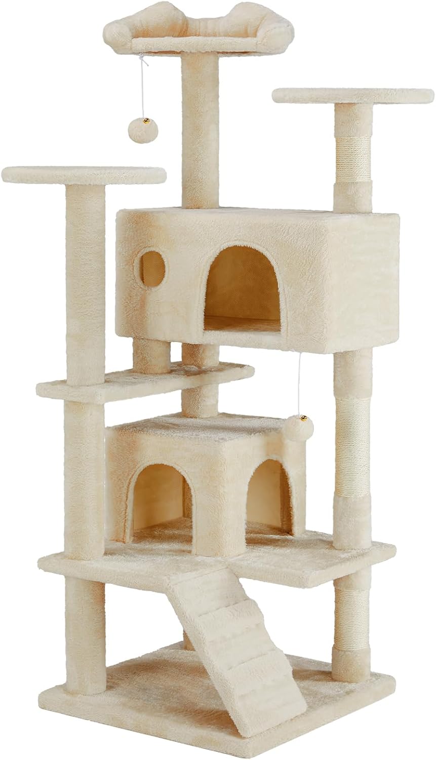Sweetcrispy 54-inch Cat Tree Tower with Scratching Posts, Indoor Use