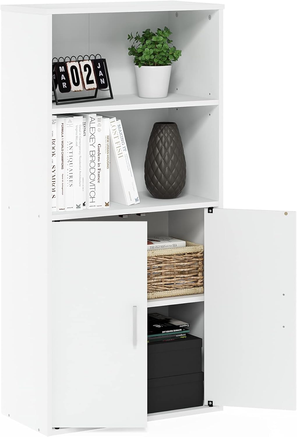Furinno JAYA Book Shelf, 3-Tier Bookshelf, Bookcase with Adjustable Shelves, 9.5 x 24.5 x 40.3, for Organization and Storage, for Living Room, Bedroom, Home Office, French Oak