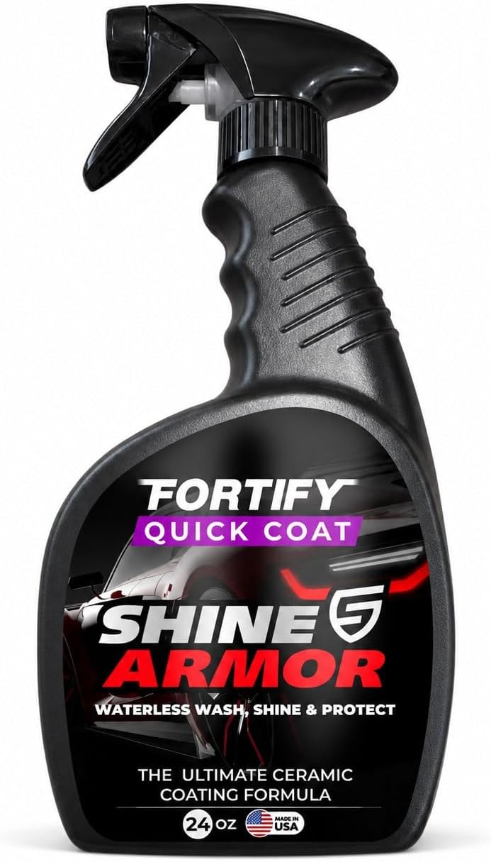 SHINE ARMOR Fortify Quick Coat - 8oz Ceramic Waterless Detailer Spray | 3-in-1 Wash, Wax & Nano-Ceramic Coating | Mirror Shine, Zero Streaks, No Dust Residue | 6-12 Month Protection | Made in USA