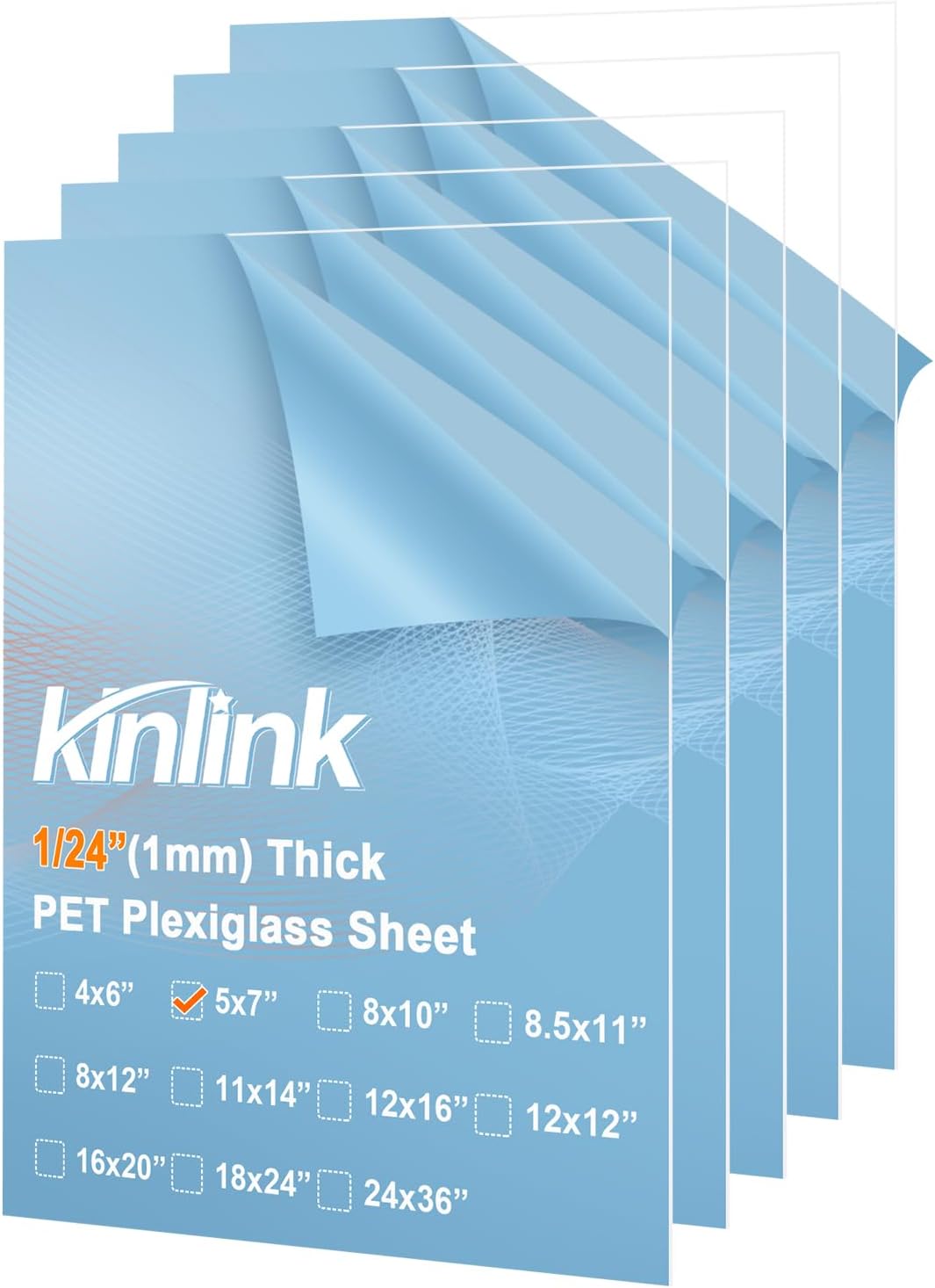 KINLINK 24x36 Plexiglass Sheets 1/8 inch Thick, 3mm Clear PET Plastic Sheet for DIY Project, Craft, Table top, Picture Frame, Acrylic Sign and Wedding Invitation 2 Pack