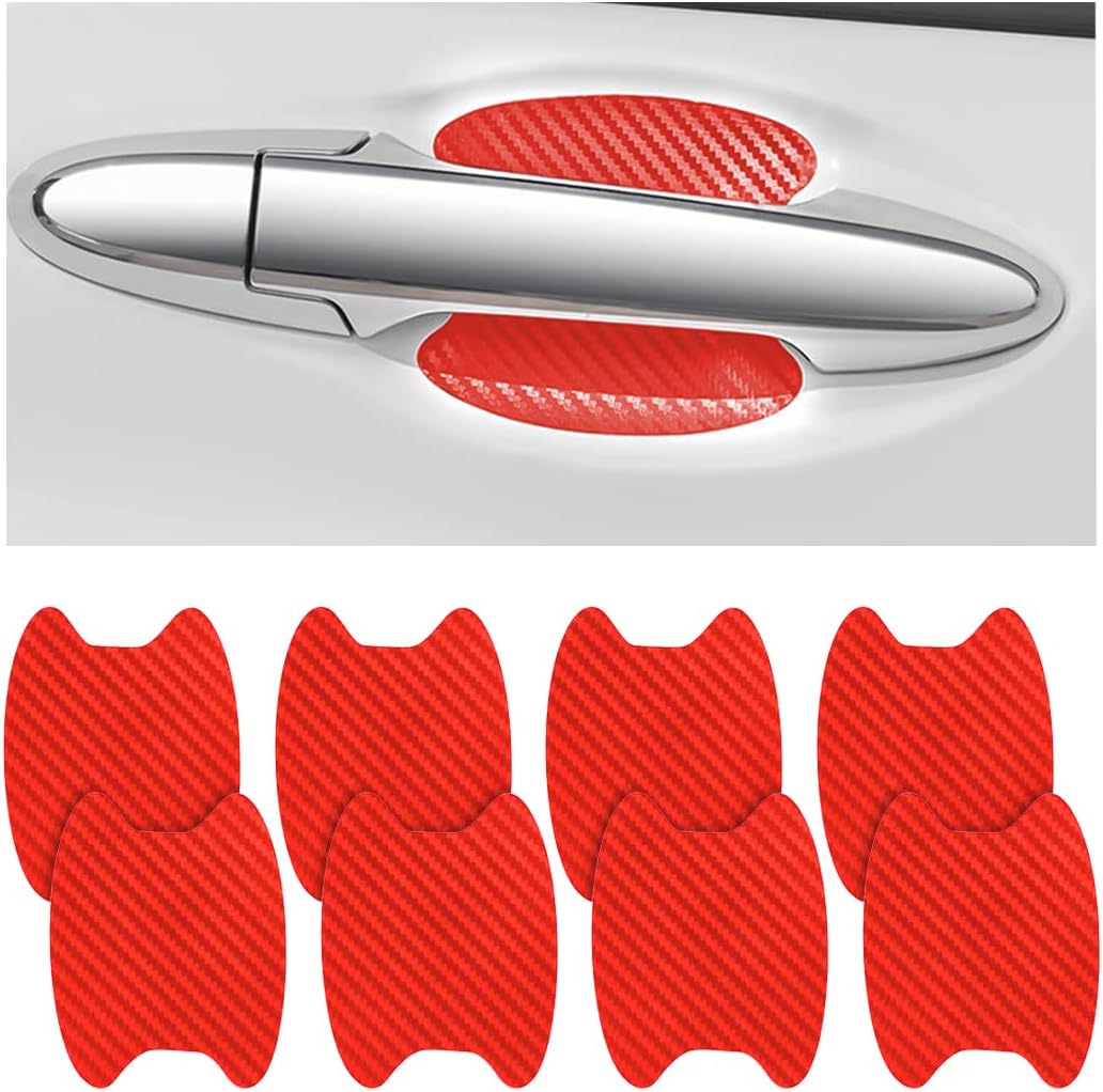 Blilo 4PCS Carbon Fiber Car Door Cup Protector Films, Black