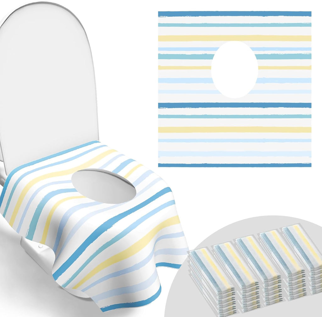 30 Pack Toilet Seat Covers Disposable, Individually Wrapped for Travel, Large Waterproof Potty Covers for Kids and Adults,Toddler Potty Training for Public Restroom, Airplane, Trip - Rainbow
