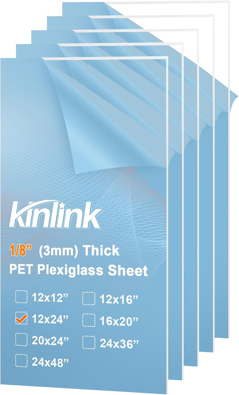 KINLINK 24x36 Plexiglass Sheets 1/8 inch Thick, 3mm Clear PET Plastic Sheet for DIY Project, Craft, Table top, Picture Frame, Acrylic Sign and Wedding Invitation 2 Pack