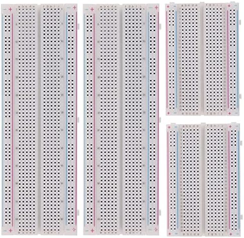 BOJACK 3 Values 130 Pcs Solderless Breadboard 4 Pcs 830 Tie Points & 400 Tie Points & 126 Pcs Flexible Breadboard Jumper Wires