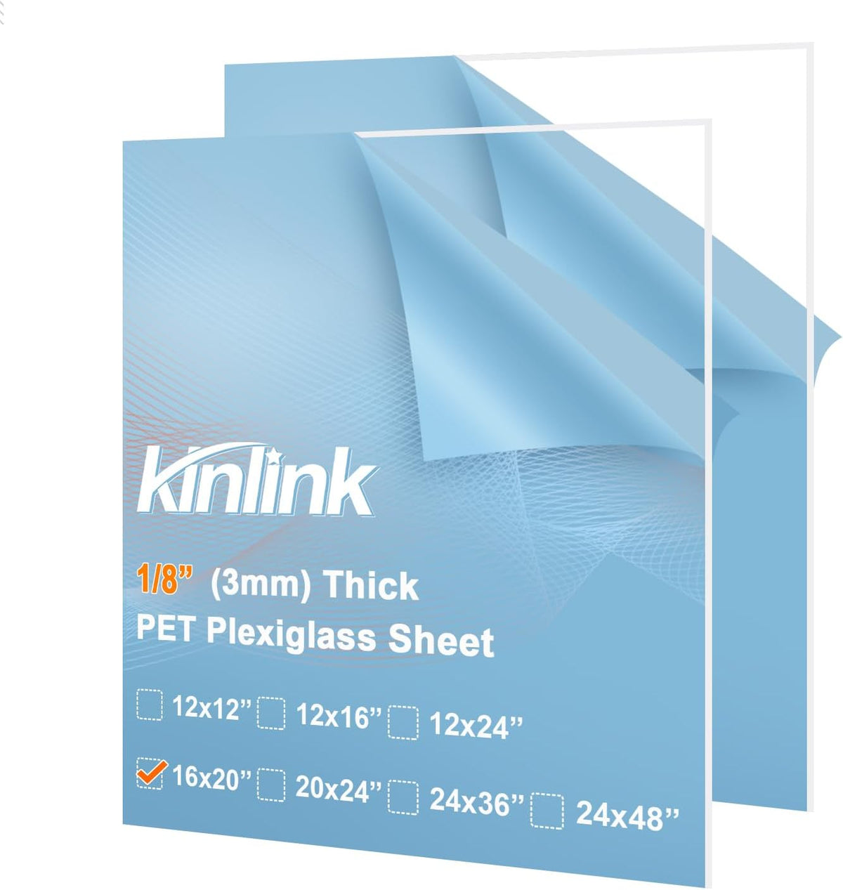KINLINK 24x36 Plexiglass Sheets 1/8 inch Thick, 3mm Clear PET Plastic Sheet for DIY Project, Craft, Table top, Picture Frame, Acrylic Sign and Wedding Invitation 2 Pack