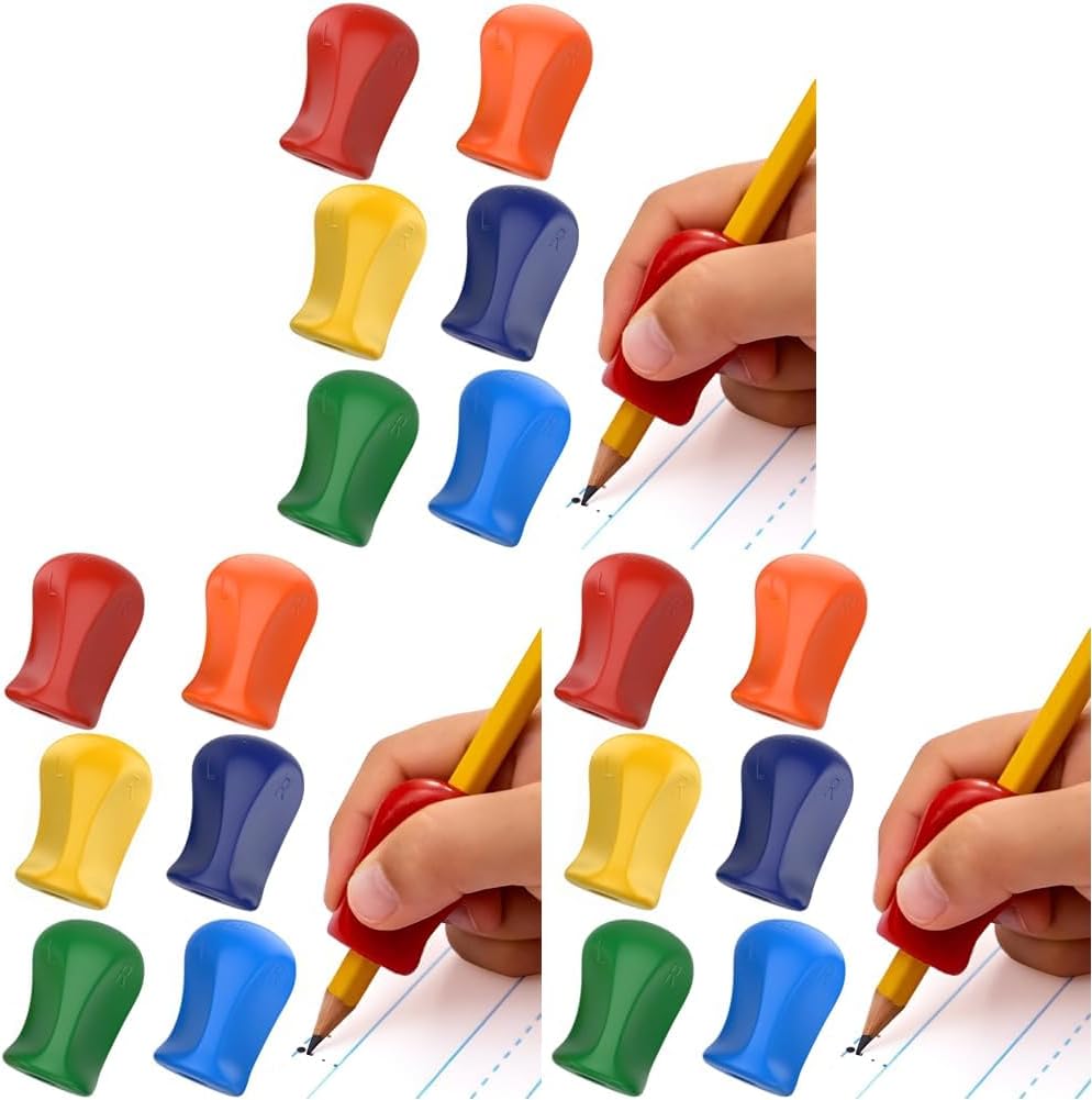 The Pencil Grip Original Pencil Grippers 6 Pcs, Improves Kids Handwriting, Ergonomic Pen Holder for Righties & Lefties, Ideal for Kids, Toddlers, Adults, Writing Tool with Finger Cushion