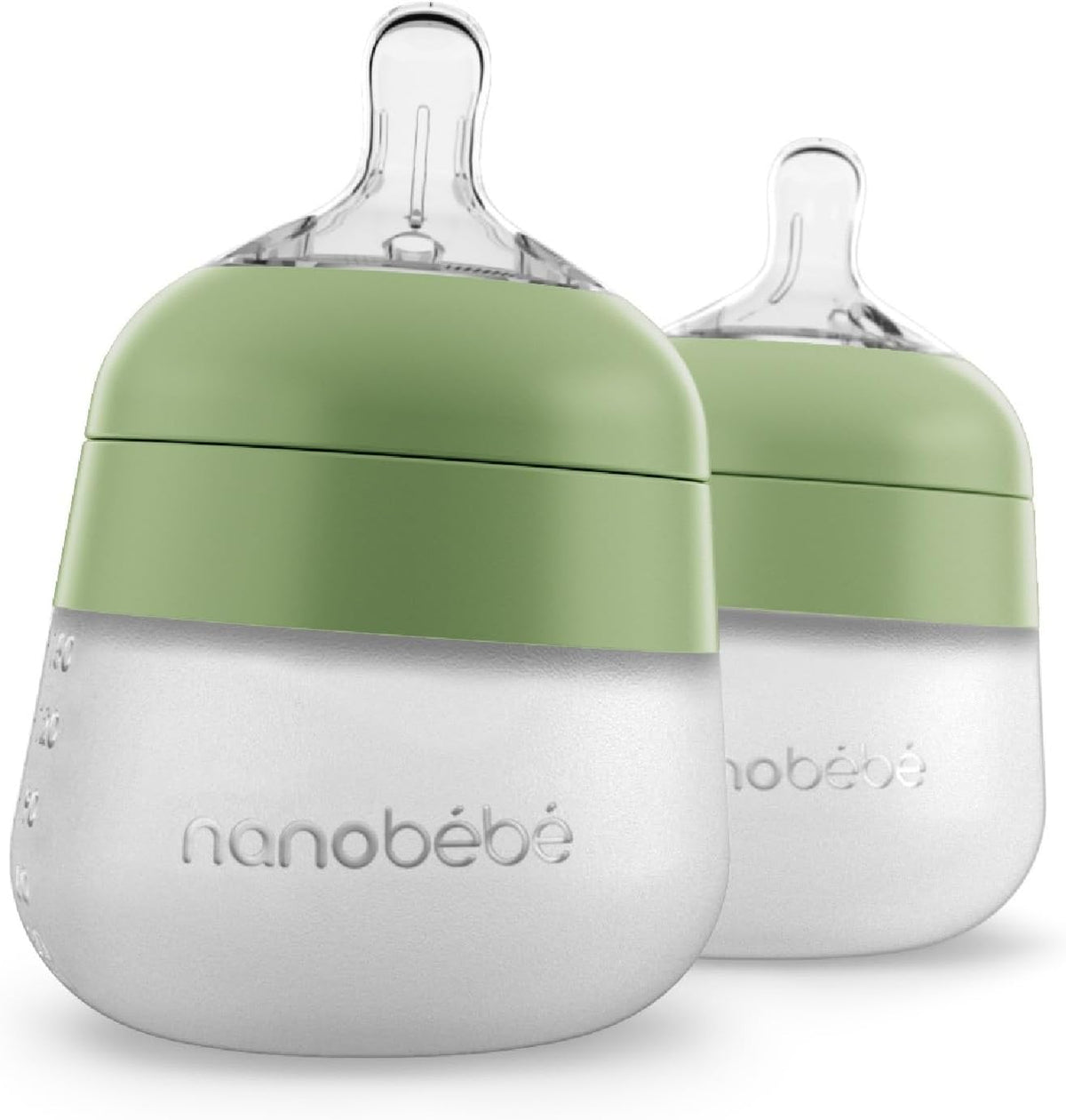 Nanobebe Flexy Silicone Baby Bottle, Anti-Colic, Natural Feel, Non-Collapsing Nipple, Non-Tip Stable Base, Easy to Clean, 3-Pack, White, 9oz