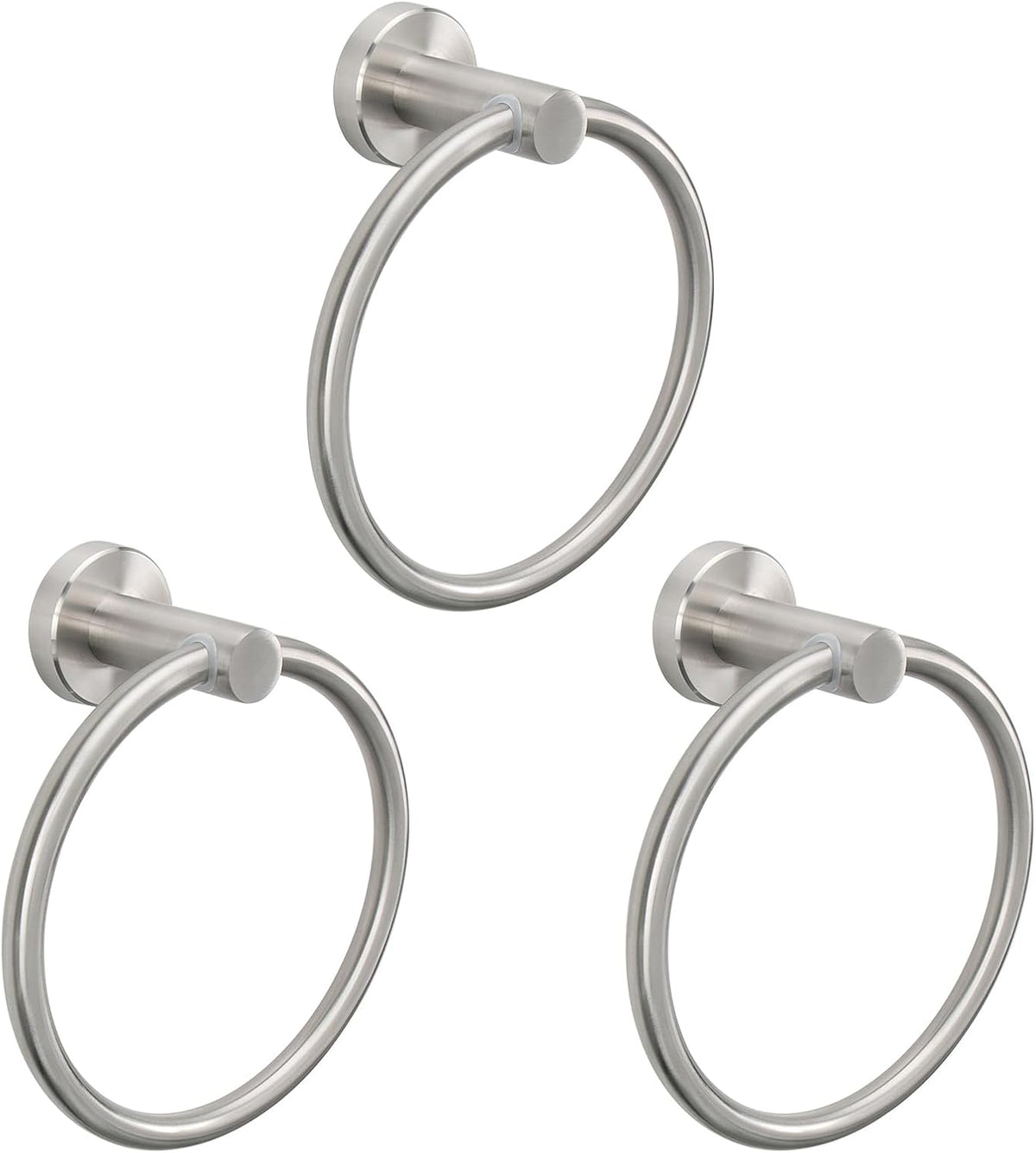 NearMoon Bath Towel Ring, Bathroom Hardware Accessories-Thicken Stainless Steel Hand Towel Holder for Bathroom, Modern Round Towel Hanger Wall Mounted (Brushed Nickel, 1 Pack)